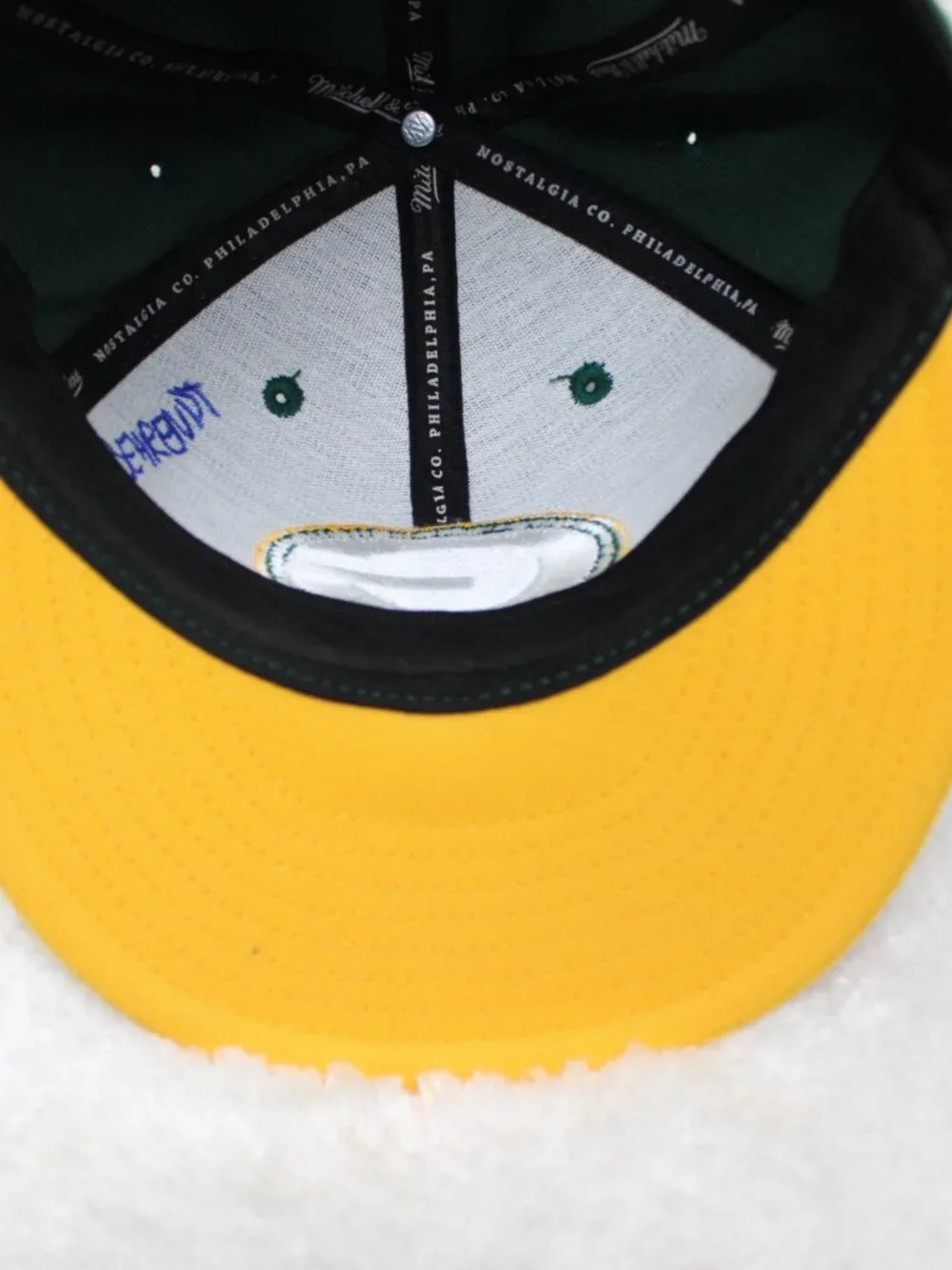 Green Bay Packers Hat Fitted 7 Green/Yellow Mitchell & Ness 100% Wool NFL Cap